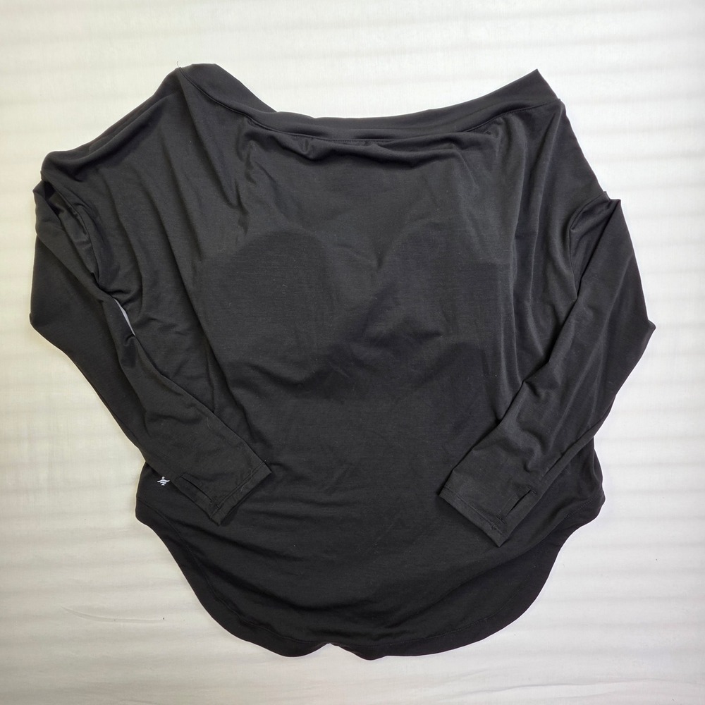 Halara Black Off Shoulder Long Sleeve Built-in Bra Thumbhole Active Top Medium - Picture 6 of 7